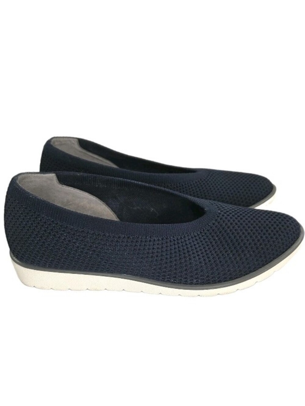 Eileen Fisher Heaven Stretch Knit Wedge Ballet Flat Size 7 Navy Blue Minimalist